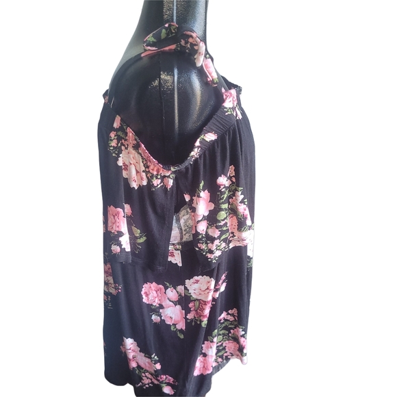 Love & Legend Black Pink Floral Print Short Sleeve Off Shoulder Top 3X - Picture 3 of 6